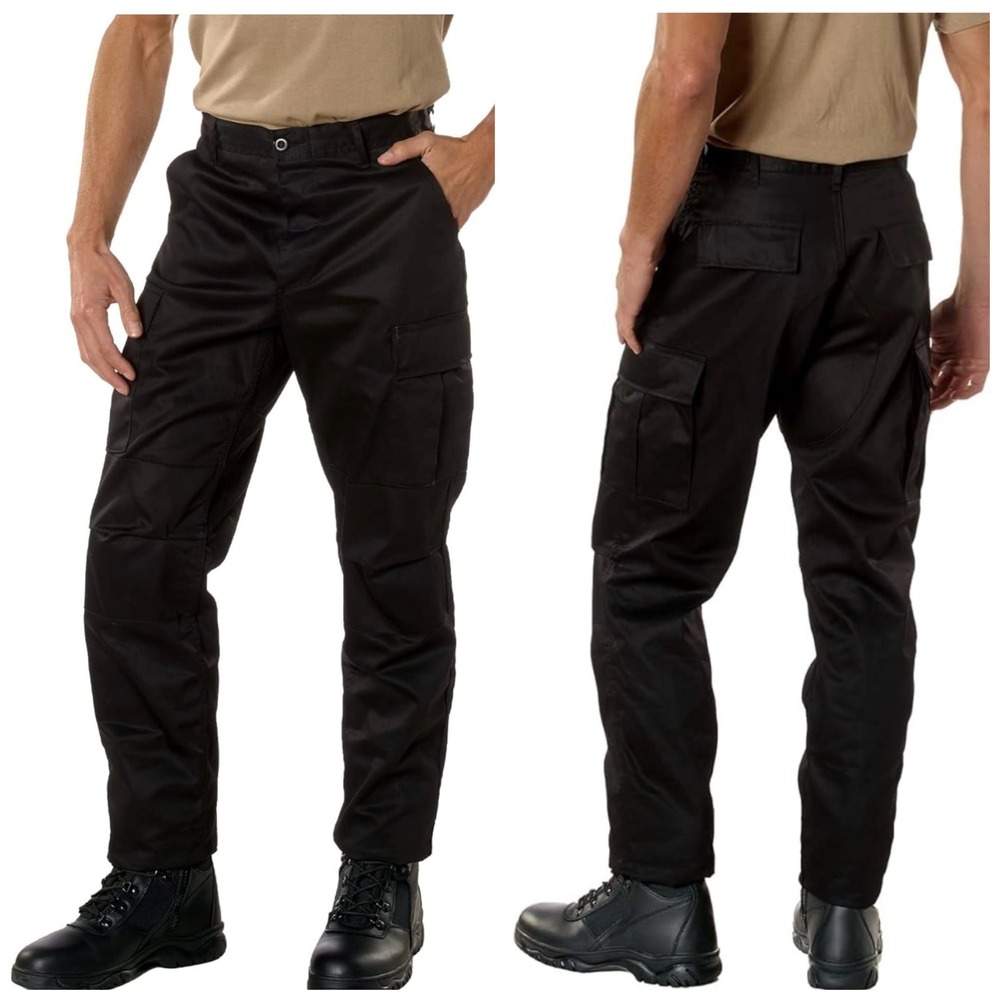 Rothco BDU Men's Tactical Cargo Pants Black Combat Utility Pants Size M (31-35")